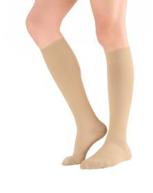 Compression Stockings Knee High Open Toe (Color: Beige, size: S)