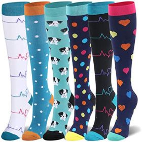 Compression Socks For Women & Men Circulation 6 Pairs For Athletic Running Cycling (Color: 6 Pairs, size: 1)