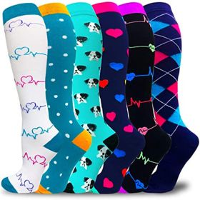 Compression Socks For Women & Men Circulation 6 Pairs For Athletic Running Cycling (Color: 6 Pairs, size: 2)