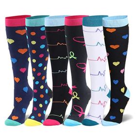 Compression Socks For Women & Men Circulation 6 Pairs For Athletic Running Cycling (Color: 6 Pairs, size: 4)