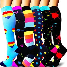 Compression Socks For Women & Men Circulation 6 Pairs For Athletic Running Cycling (Color: 6 Pairs, size: 9)