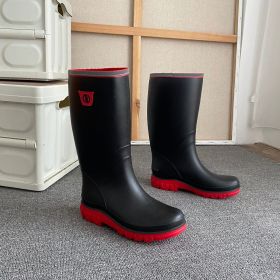 Men's Rain Boots Wear-resistant Waterproof Non-slip Knee High Rain Shoes For Outdoor Working Fishing (Color: Red, size: 9)