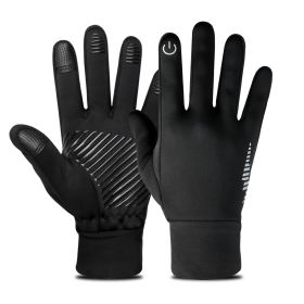 Cycling Gloves Fleece Warm Mountaineering Skiing non-slip Touch Screen Reflective Gloves (size: M)