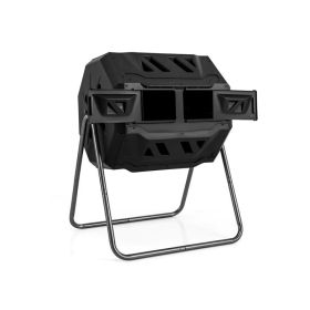 Tumbling Compost Bin Outdoor 360° Rotatable Tumbling Composter (Color: Black, Type: Garden Supplies)