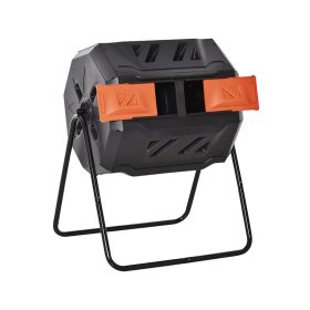 Tumbling Compost Bin  for Garden Kitchen Yard Outdoor Usage (Color: Orange & Black, Type: Garden Supplies)